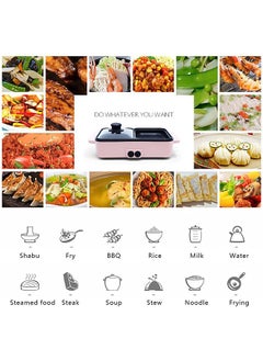Generic Mini Hot Pot with Grill,2 in 1 Indoor Non-Stick Electric Hot Pot and Frying Pan (Pink)  - Image 4