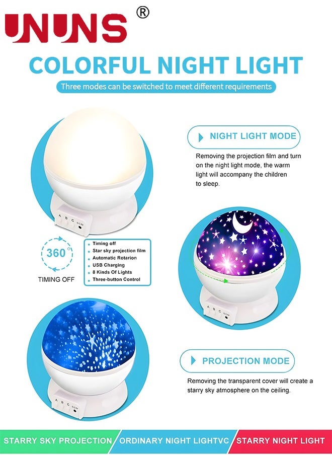 UNUNS Star Projector Night Light for Kids, Birthday Fun Toy Gifts for Kids, Projection Lamp for Kids Bedroom, Room Decor for Child Sleep Peacefully in Dark Stars and Moon  - Image 2