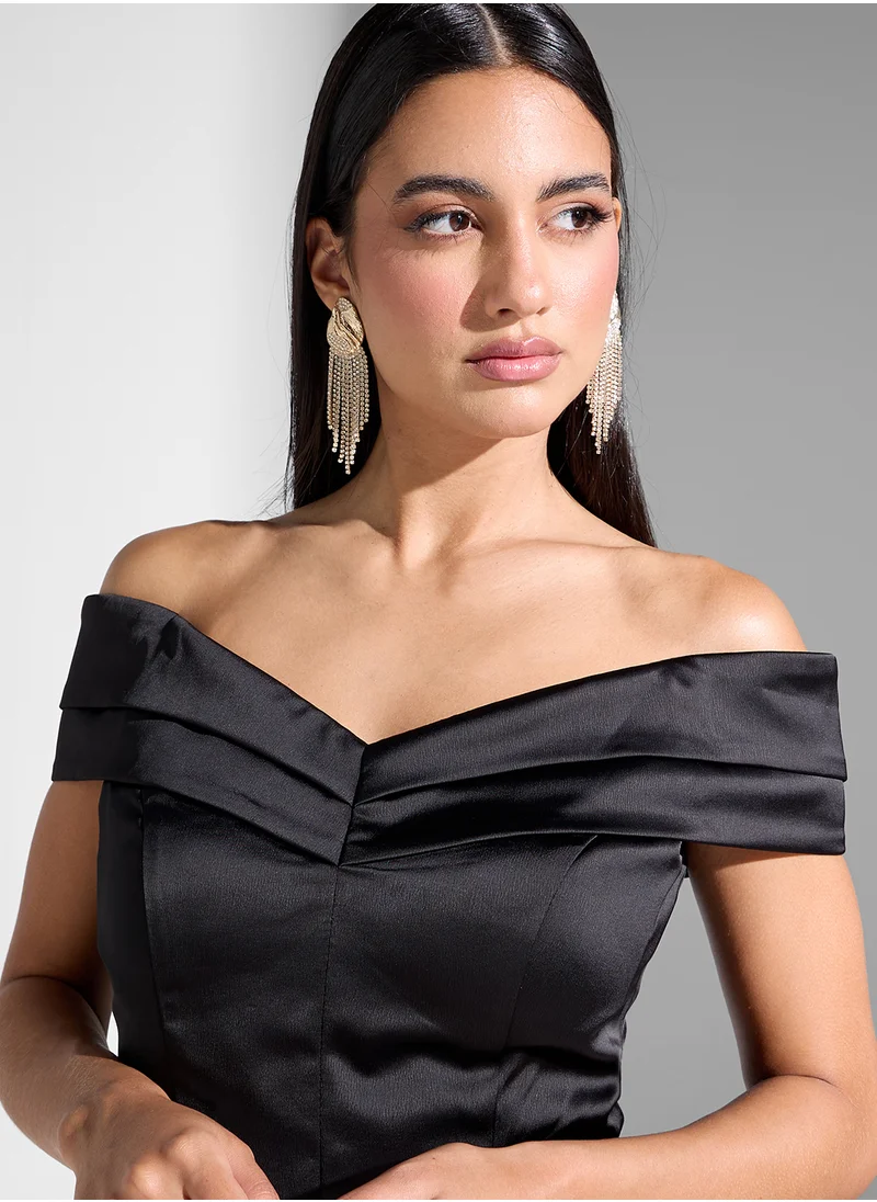 Akadia Fashion off shoulder draped side skirt dress