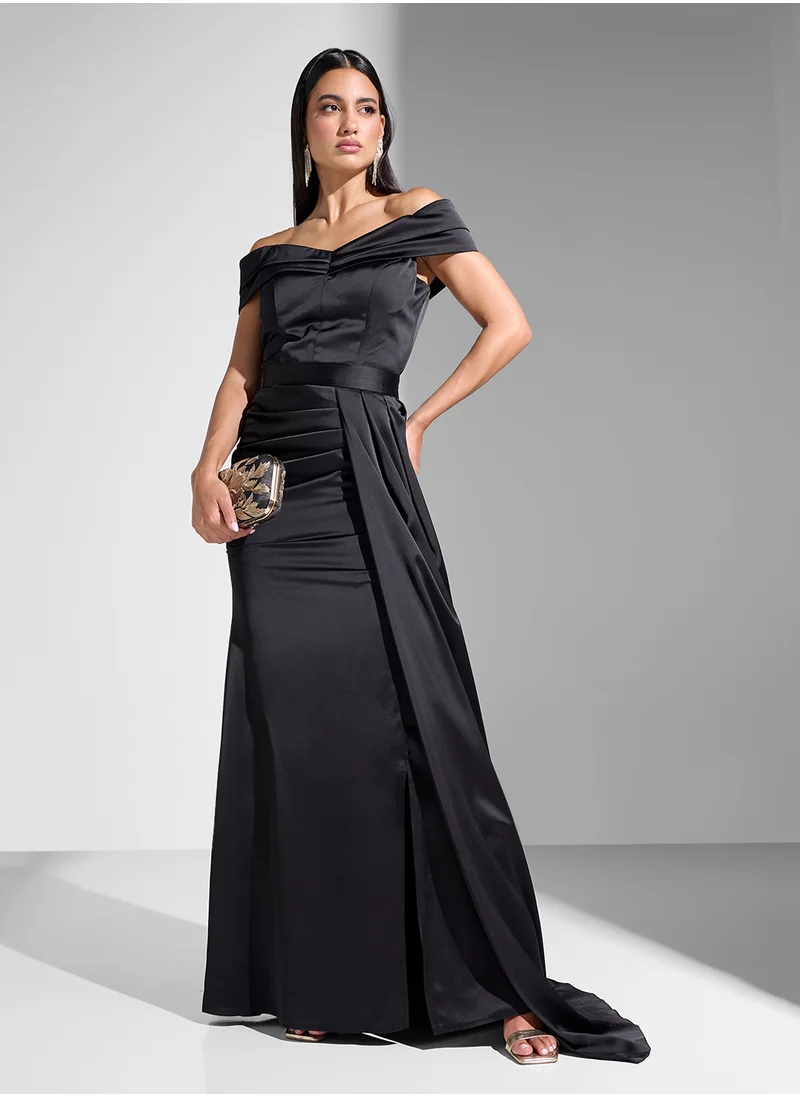Akadia Fashion off shoulder draped side skirt dress