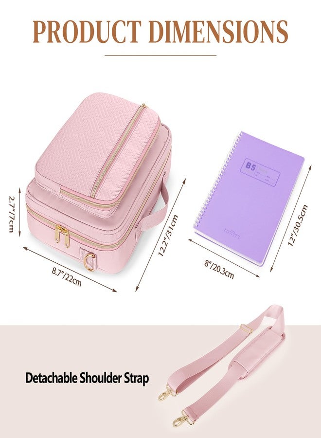 Prokva Journal Cover Bag, Journaling Supplies Storage Bag Carrying Case, Travel Organizer Holder for A5 B5 Planner and Notebook, Pink - Image 5