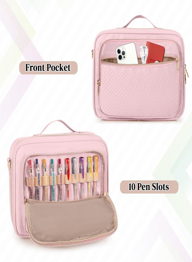 Prokva Journal Cover Bag, Journaling Supplies Storage Bag Carrying Case, Travel Organizer Holder for A5 B5 Planner and Notebook, Pink - Image 3