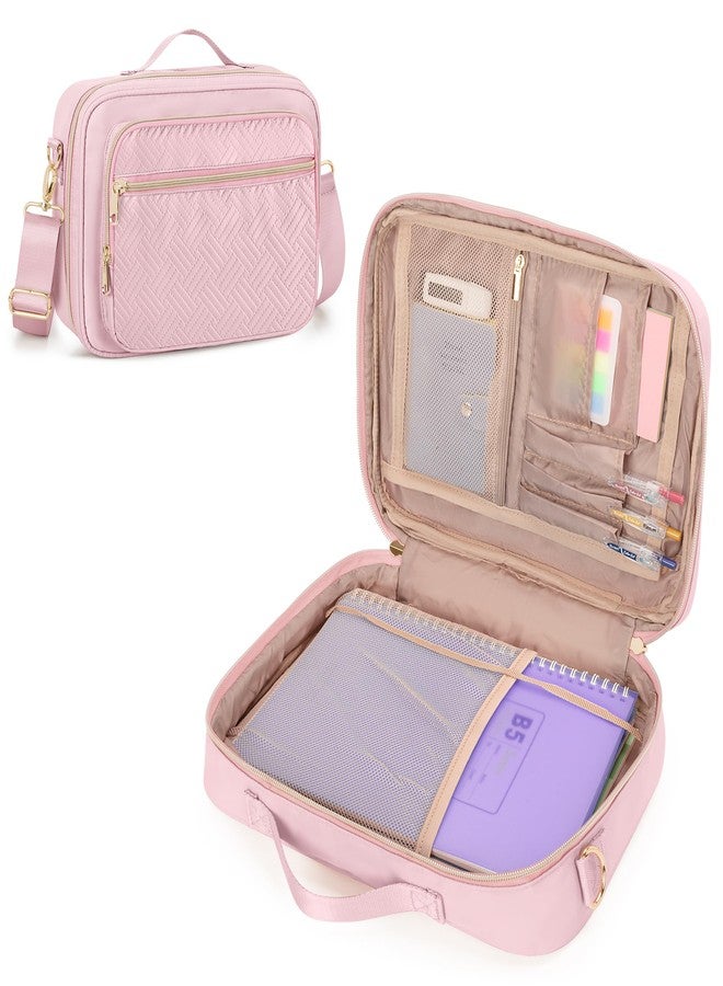 Prokva Journal Cover Bag, Journaling Supplies Storage Bag Carrying Case, Travel Organizer Holder for A5 B5 Planner and Notebook, Pink - Image 1