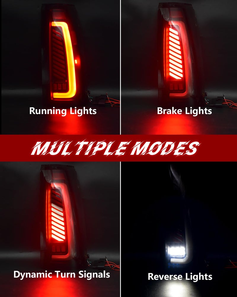 SINYATO INDUST Sequential LED Tail Lights for 1988-1998 Chevy GMC C/K, Silverado, Sierra, 1992-1999 Suburban Yukon, 95-99 Tahoe, Pickup Truck Rear Lights with Start-Up Animation, Dynamic Turn Signals - Image 4