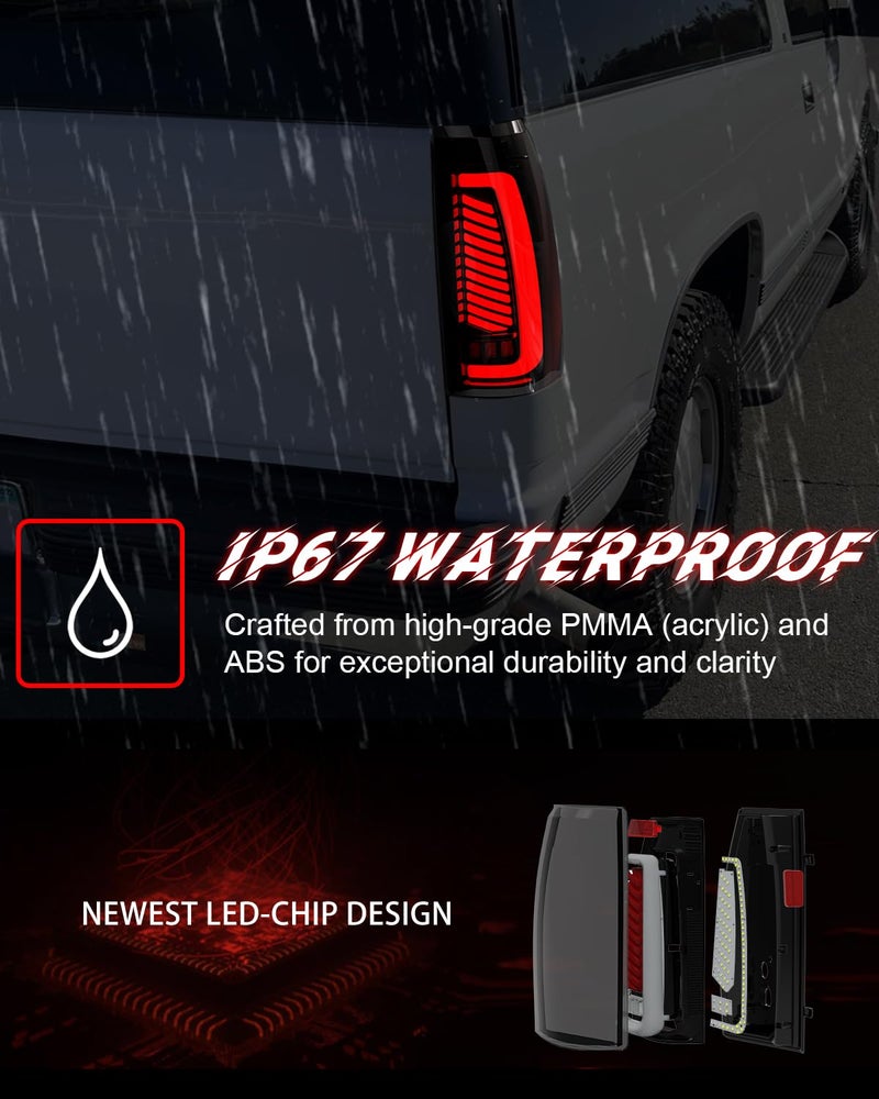 SINYATO INDUST Sequential LED Tail Lights for 1988-1998 Chevy GMC C/K, Silverado, Sierra, 1992-1999 Suburban Yukon, 95-99 Tahoe, Pickup Truck Rear Lights with Start-Up Animation, Dynamic Turn Signals - Image 5