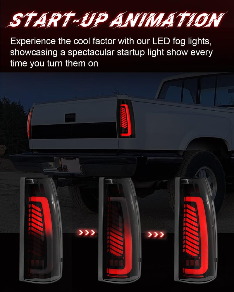 SINYATO INDUST Sequential LED Tail Lights for 1988-1998 Chevy GMC C/K, Silverado, Sierra, 1992-1999 Suburban Yukon, 95-99 Tahoe, Pickup Truck Rear Lights with Start-Up Animation, Dynamic Turn Signals - Image 2