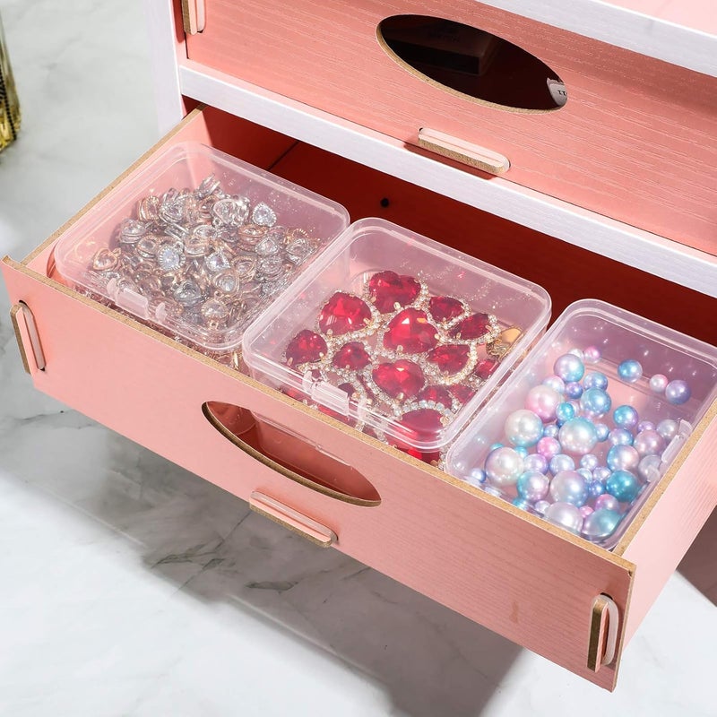 Jetec 6 Pieces Mini Plastic Clear Beads Storage Containers Box for Collecting Small Items, Beads, Jewelry, Business Cards, Game Pieces, Crafts (2.1 x 2.1 x 0.8 Inch) - Image 2