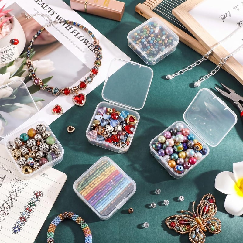 Jetec 6 Pieces Mini Plastic Clear Beads Storage Containers Box for Collecting Small Items, Beads, Jewelry, Business Cards, Game Pieces, Crafts (2.1 x 2.1 x 0.8 Inch) - Image 3