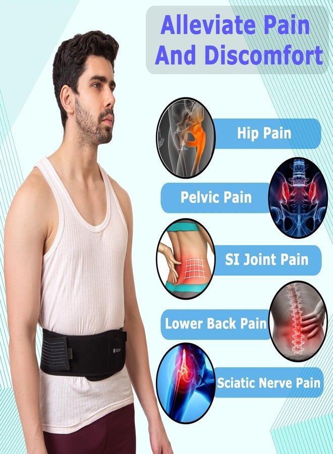 ZEDAN Adjustable Sacroiliac Hip Waist Compression Belt | Lower Back Support Hip Brace | Anti-Slip Sciatica Pain Relief Belt | For Pelvis, Lumbar, Nerve, Leg, SI Joint | For Men & Women - Black - Image 2