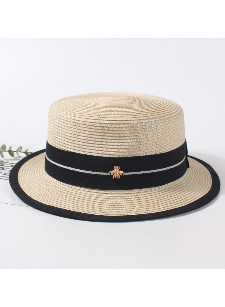KUYING New Fashion Small Headed Flat Top Straw Hat  - Image 1