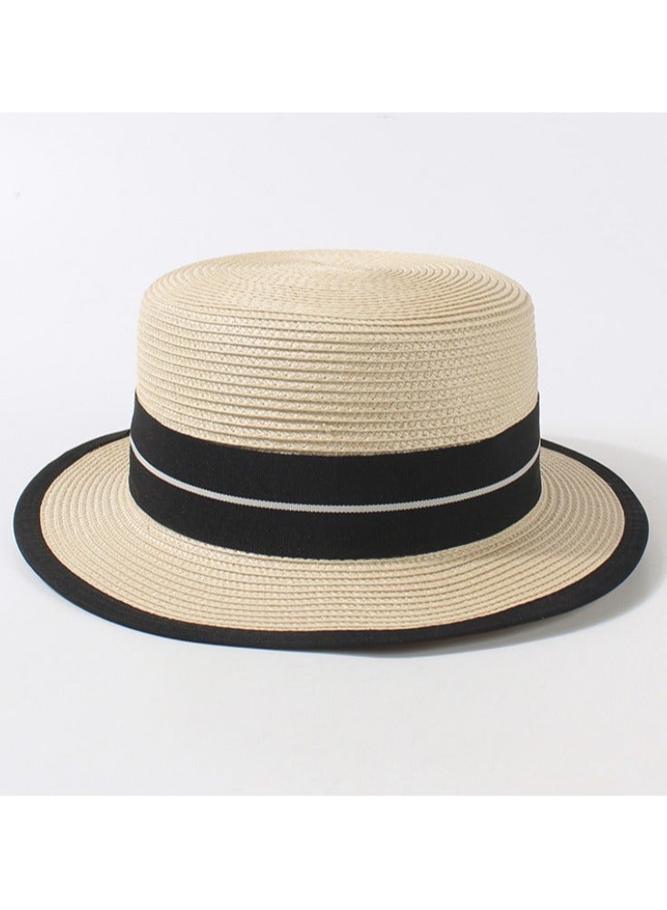 KUYING New Fashion Small Headed Flat Top Straw Hat  - Image 2