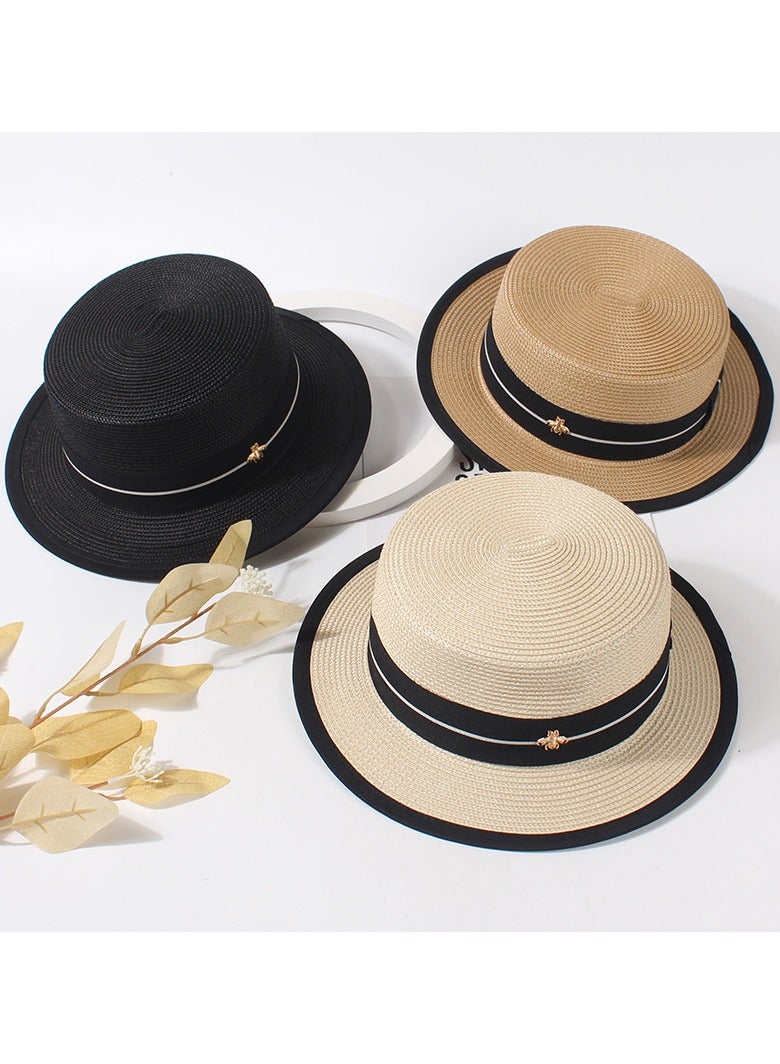 KUYING New Fashion Small Headed Flat Top Straw Hat  - Image 3
