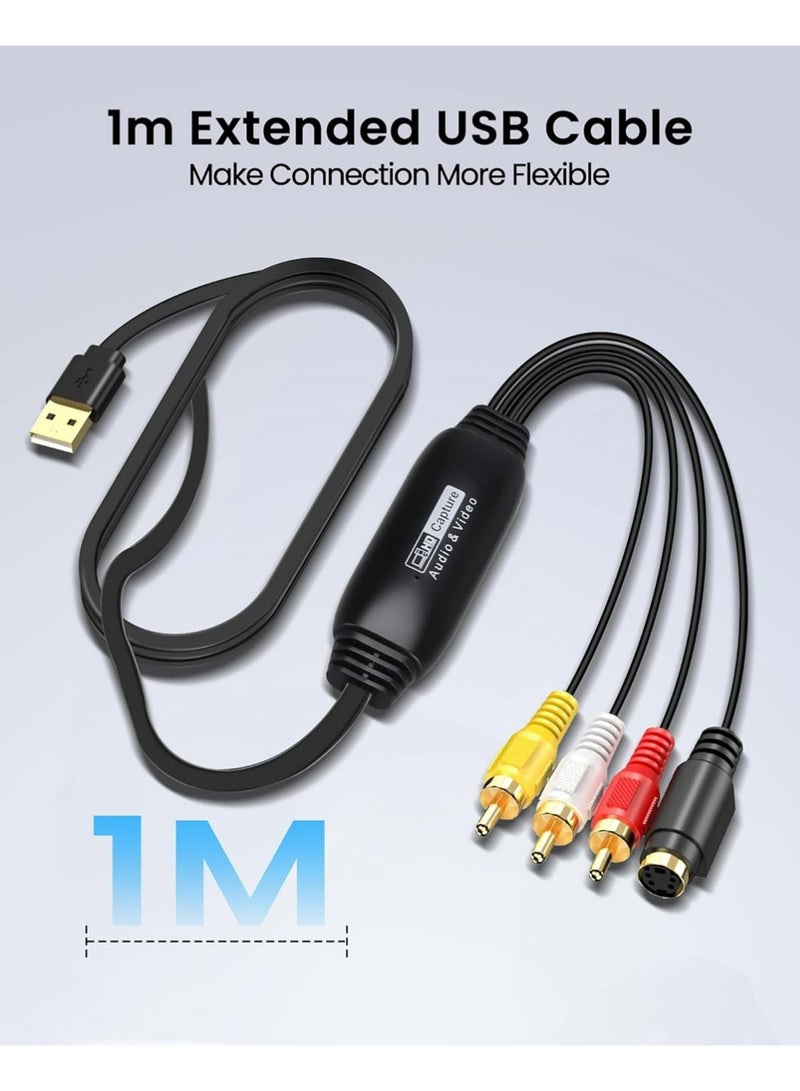 إكس ليفيل بطاقة التقاط الفيديو ، VHS إلى محول رقمي ، USB2.0 ، RCA AV إلى محول الفيديو الصوتي USB ، جهاز التقاط الفيديو 1080 تحويل VHS VCR DVD إلى محول رقمي ، متوافق مع ويندوز ، نظام التشغيل Mac OS - Image 3