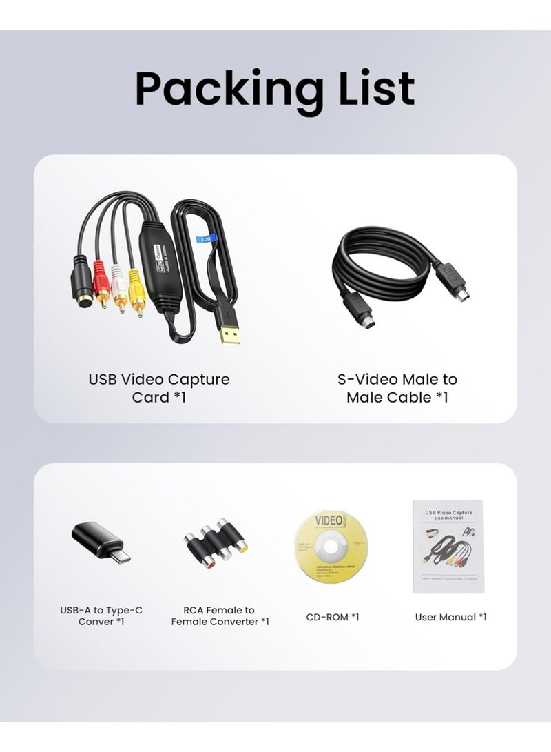 إكس ليفيل بطاقة التقاط الفيديو ، VHS إلى محول رقمي ، USB2.0 ، RCA AV إلى محول الفيديو الصوتي USB ، جهاز التقاط الفيديو 1080 تحويل VHS VCR DVD إلى محول رقمي ، متوافق مع ويندوز ، نظام التشغيل Mac OS - Image 4