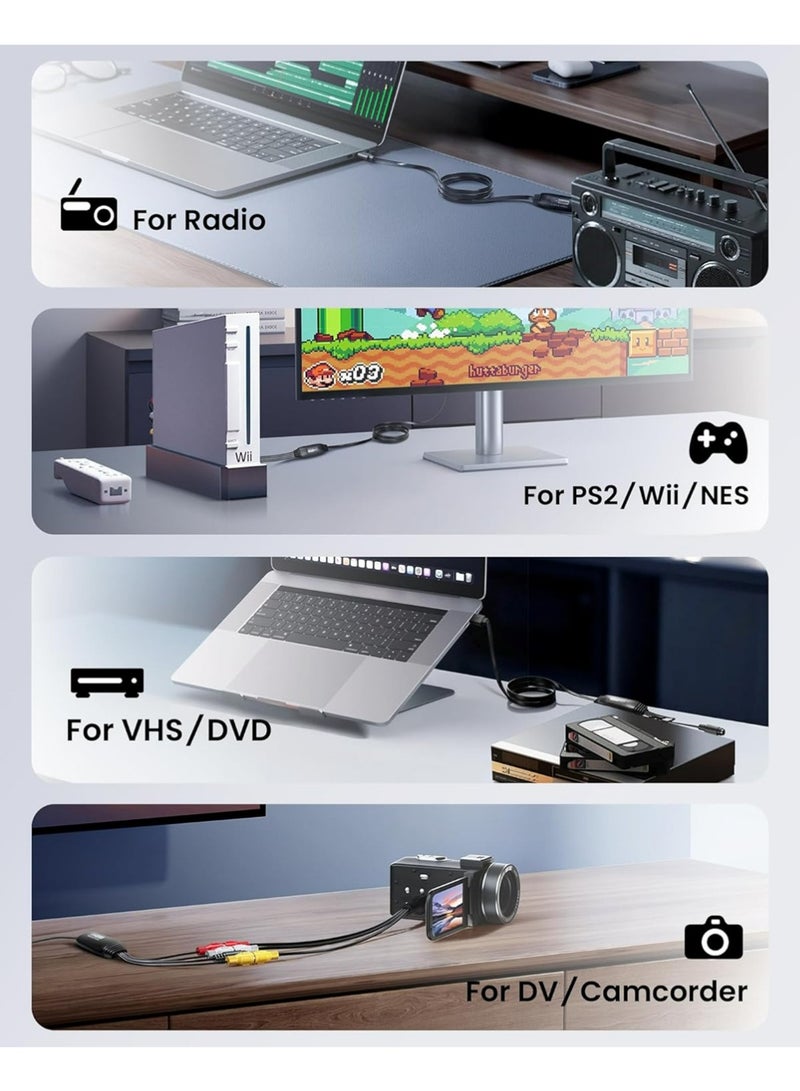 إكس ليفيل بطاقة التقاط الفيديو ، VHS إلى محول رقمي ، USB2.0 ، RCA AV إلى محول الفيديو الصوتي USB ، جهاز التقاط الفيديو 1080 تحويل VHS VCR DVD إلى محول رقمي ، متوافق مع ويندوز ، نظام التشغيل Mac OS - Image 2
