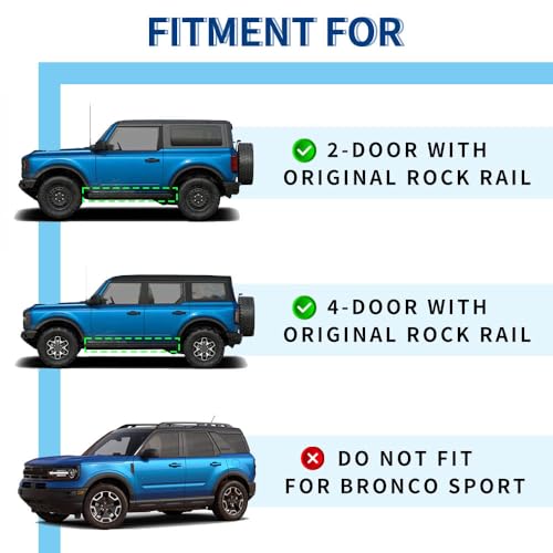 XPHAZZ Rock Rail Steps Compatible with Bronco 2021+ with OEM Rock Rail, Will Not Fit Raptor or Sport (Style-1) - Image 3