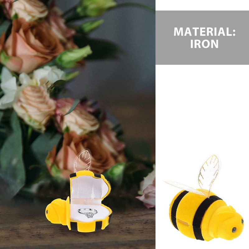 3 Plush Honey Bee Jewelry Box Small Rings Earrings Trinket Holder Set For Wedding Engagement Proposal - Image 4