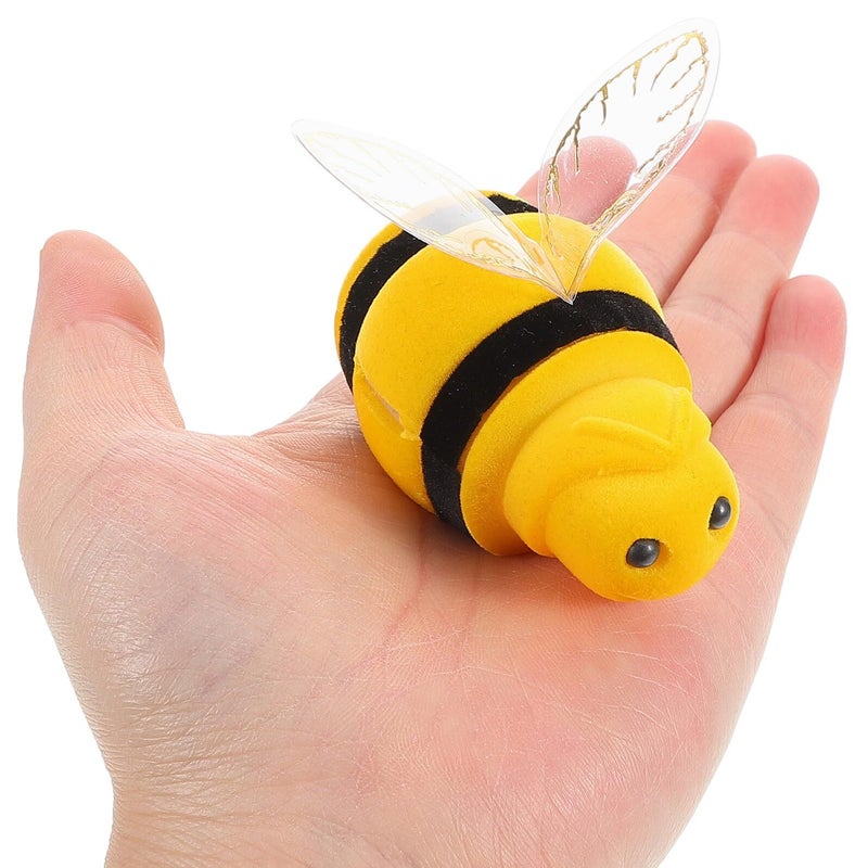 3 Plush Honey Bee Jewelry Box Small Rings Earrings Trinket Holder Set For Wedding Engagement Proposal - Image 5