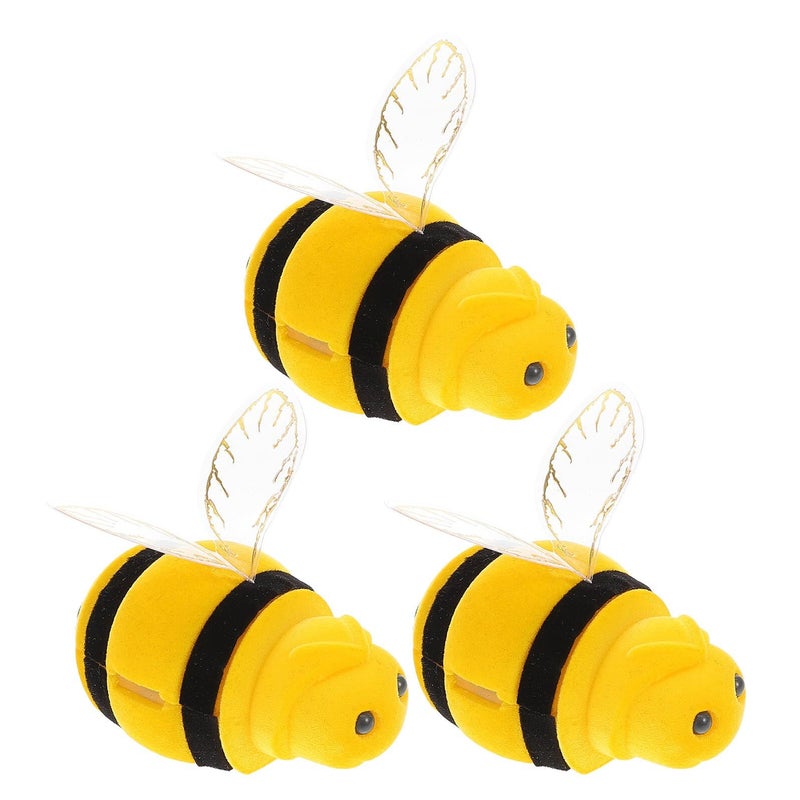 3 Plush Honey Bee Jewelry Box Small Rings Earrings Trinket Holder Set For Wedding Engagement Proposal - Image 2