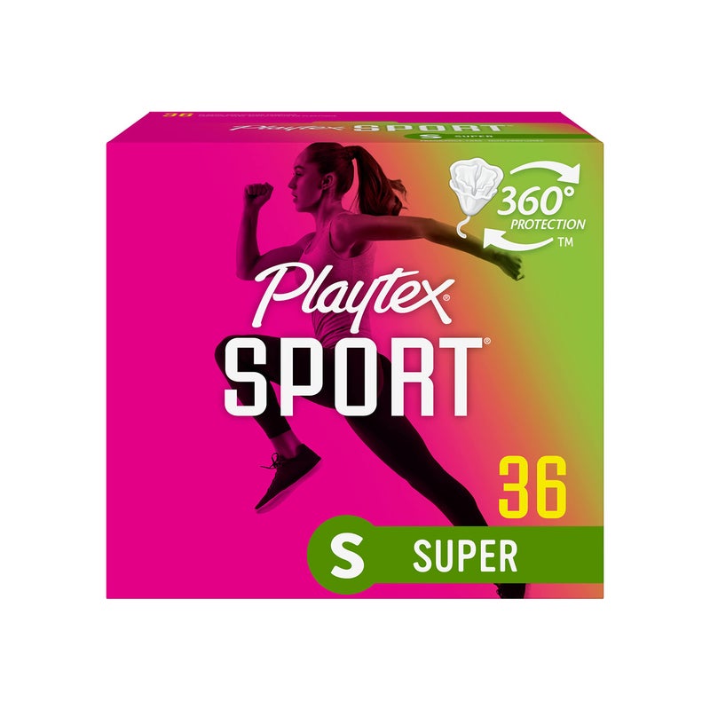 Playtex Sport Tampons Super Absorbency, Fragrance-Free - 36ct | Super Tampons for Women, Feminine Care, Playtex Tampon with 360 Leak Defense - Image 1
