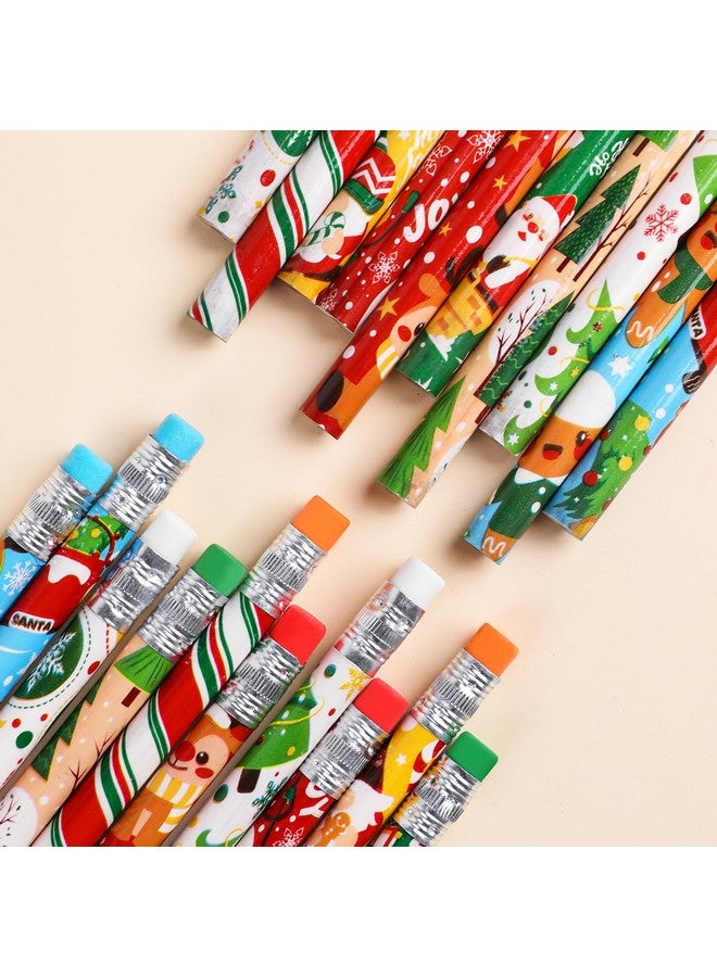DIYASY Christmas Pencils For Kids Bulk, 50 Pcs Holiday Pencil With Erasers Xmas Wood Pencils Party Favor Supplies Classroom Rewards Prizes Stationery Decorations 10 Styles - Image 5