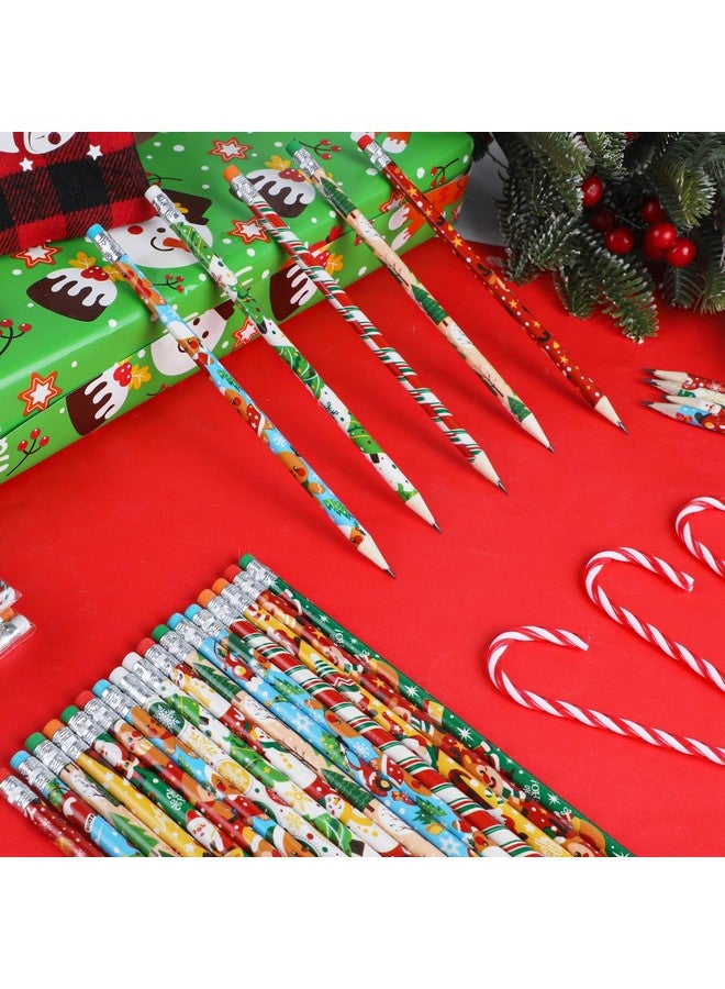 DIYASY Christmas Pencils For Kids Bulk, 50 Pcs Holiday Pencil With Erasers Xmas Wood Pencils Party Favor Supplies Classroom Rewards Prizes Stationery Decorations 10 Styles - Image 3