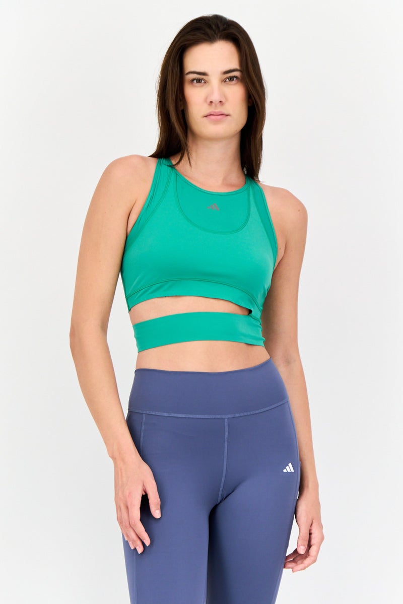 Adidas Women Sportswear Fit Sleeveless Training Tank Tops, Green - Image 1