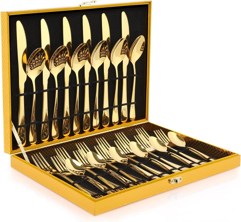 OGORI Gold Silverware Set OGORI 30Piece Gold Forged Stainless Steel Flatware Set Service of 6 - Image 1
