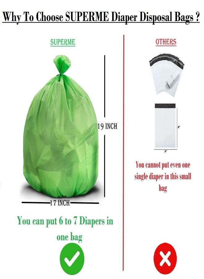 Superme Baby Diaper Disposable Bags - 60 Bags - Degradable, Leak-Proof Bags for Disposal of Diapers (PACK OF 2 BOXES) - Image 3