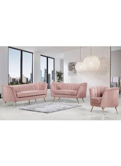 Mid-Century Modern Chesterfield Sofa in Velvet with Sleek Golden Metal Legs - Ideal for Living Room, Bedroom, or Office Use (Dusty Rose, 3 Seater) - pzsku/ZB655C0B035EECBF135FAZ/45/_/1725442080/86945c7b-5f48-4a72-b62e-3e2752b399ab