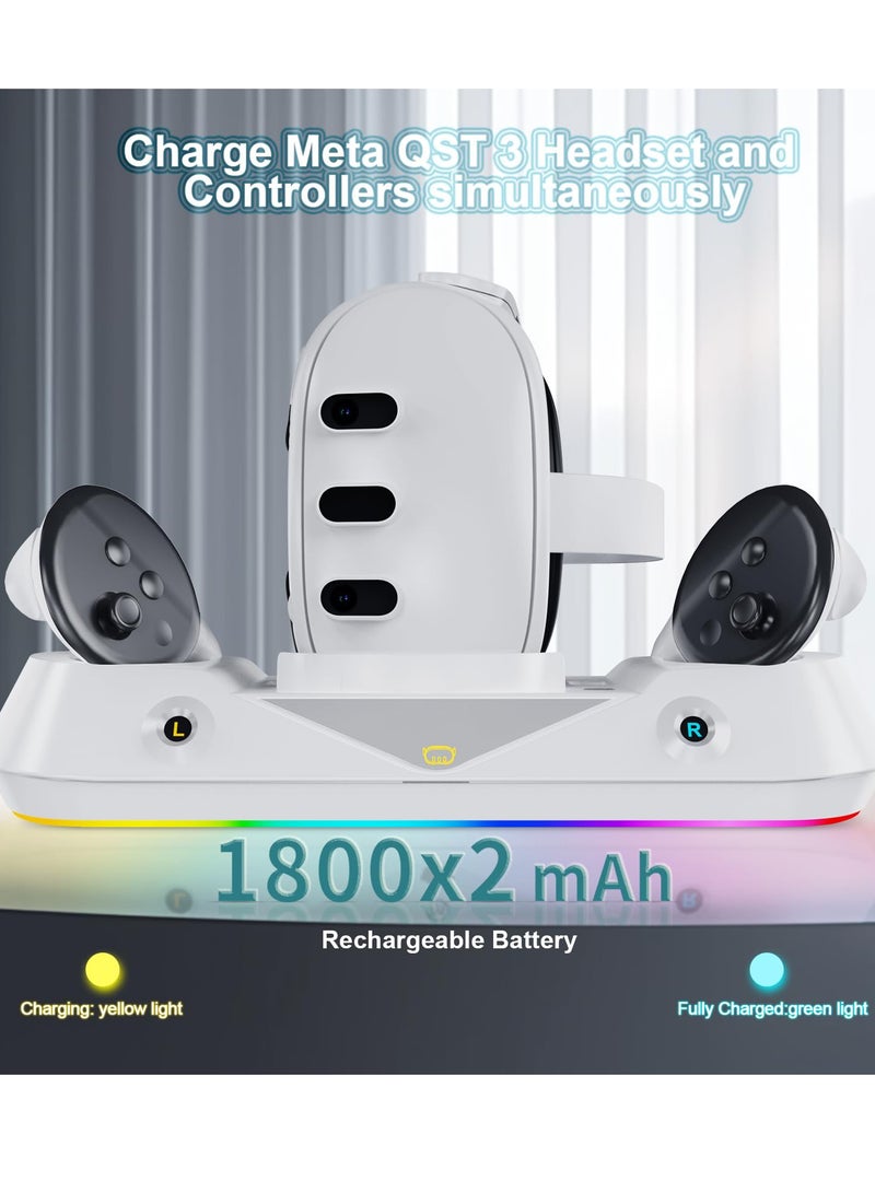 SOLARAE Fast Charging Dock Compatible with Meta Quest 3, Magnetic Charging Station with RGB Light,2 Rechargeable Batteries for Oculus Quest 3 Headset and Touch Controllers - Image 3