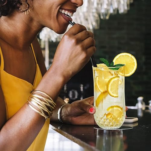 bellemax Crystal Water Glasses, Set of 6, 250 ML, Highball Premium Drinking Glass for Juice, Cold Drinks, Cocktails, Mocktails, Beer, Milk, Multipurpose Usage, Heavy Base (BX-04) - Image 2