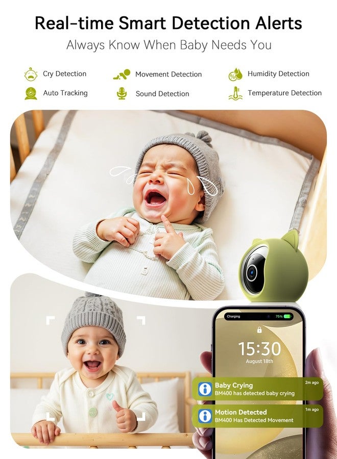 Outinput Baby Monitor with Camera and Audio, 2K 4MP Indoor Security Camera for Home, 360° PTZ, AI Crying & Feeding Alerts, Night Vision with Gentle Light, Soothing Lullabies, 2-Way Audio - Image 4
