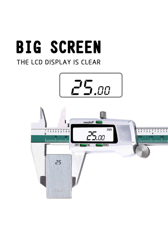 Electronic Digital Display Caliper Vernier Ruler Silver/Green 236mm - Image 3
