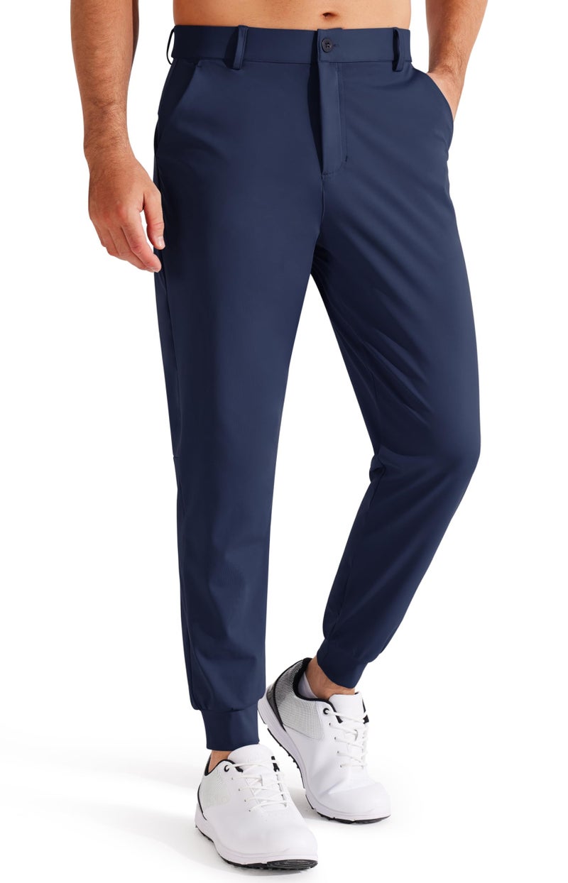 Libin Men's Golf Pants Joggers Lightweight Quick Dry 3 Pockets Slim Fit Soft Stretchy Tapered Leg Work Dress Pants Athletic, Navy L - Image 1