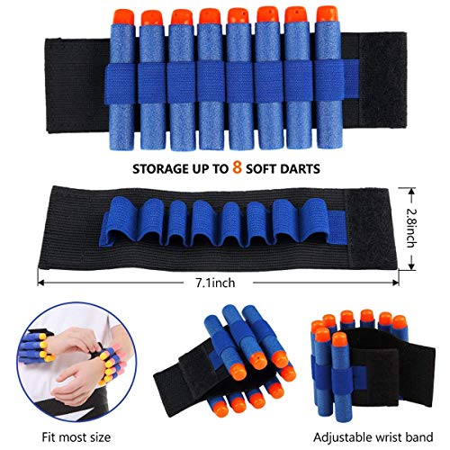 POKONBOY Compatible with Nerf Guns Darts 20 PCS Party Supplies Toy Gun Accessories Wrist Ammo Holders EVA Soft Bullets Gun Wrist Belt Band Strap Compatible with Nerf Nstrike Elite Series Blasters No Darts - Image 5