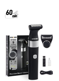 Hybrid Electric Beard Trimmer and Shaver with 9-Length Settings Comb, 60 mins Runtime, 90 mins Full Charging Time, Wet & Dry Use