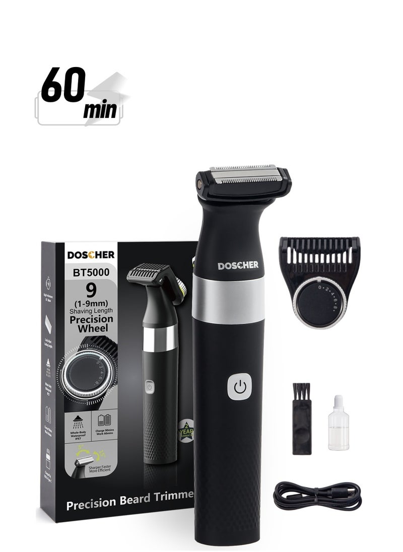 DOSCHER - Hybrid Electric Beard Trimmer and Shaver with 9-Length Settings Comb, 60 mins Runtime, 90 mins Full Charging Time, Wet & Dry Use - Image 1