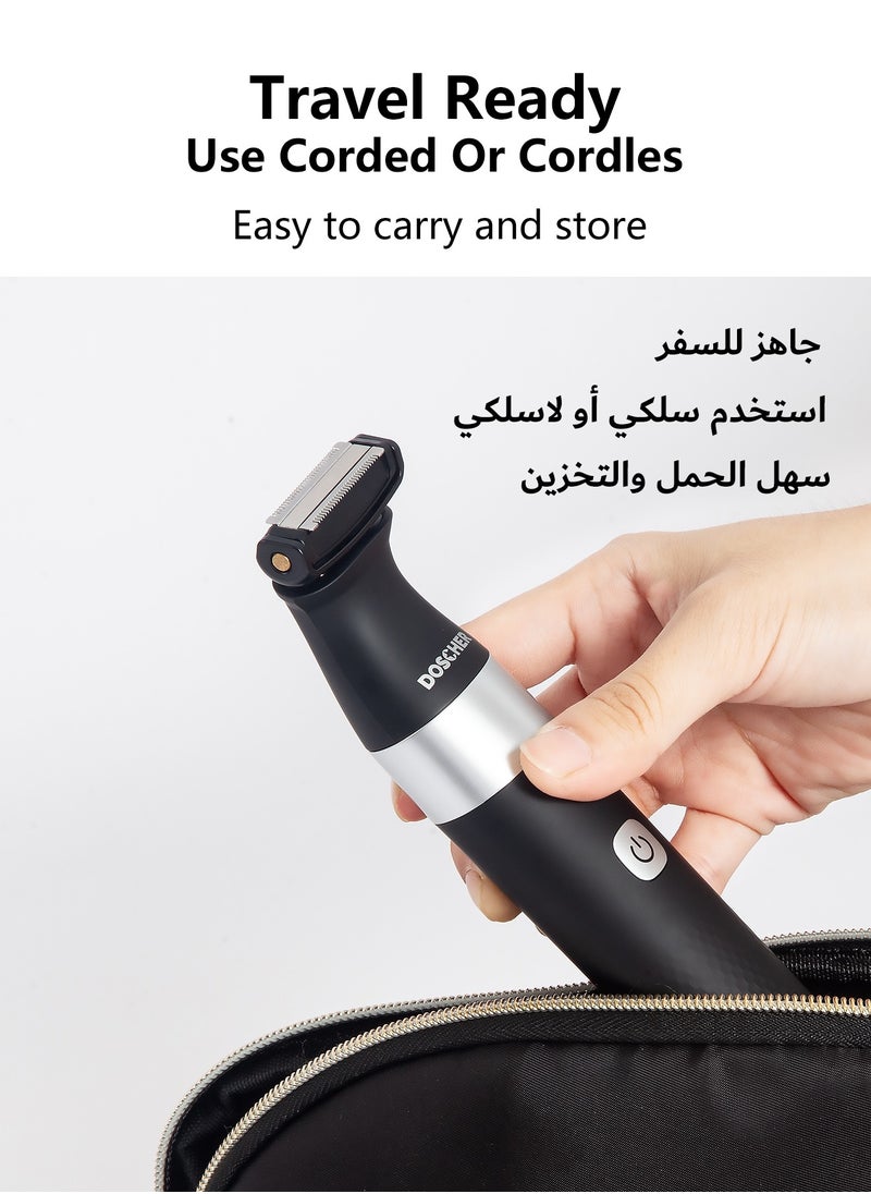 DOSCHER - Hybrid Electric Beard Trimmer and Shaver with 9-Length Settings Comb, 60 mins Runtime, 90 mins Full Charging Time, Wet & Dry Use - Image 1