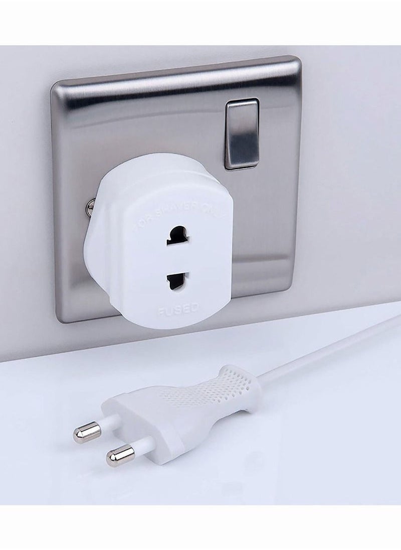 Generic - Europe to UK Travel Adapter Plug converter US to UK Plug Adapter 2 Pin to 3 Pin 1A with Fuse White - Image 1