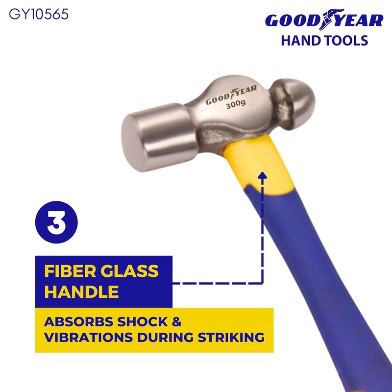 Good Year Metal Ball Pein Hammer with Handle (Silver) (GY-10565) - Image 5