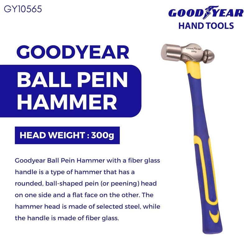 Good Year Metal Ball Pein Hammer with Handle (Silver) (GY-10565) - Image 2