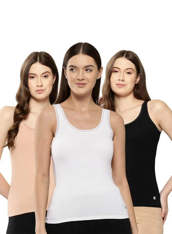ليدينغ ليدي Leading Lady Pack of 3 - Cotton Lace Insert Camisole