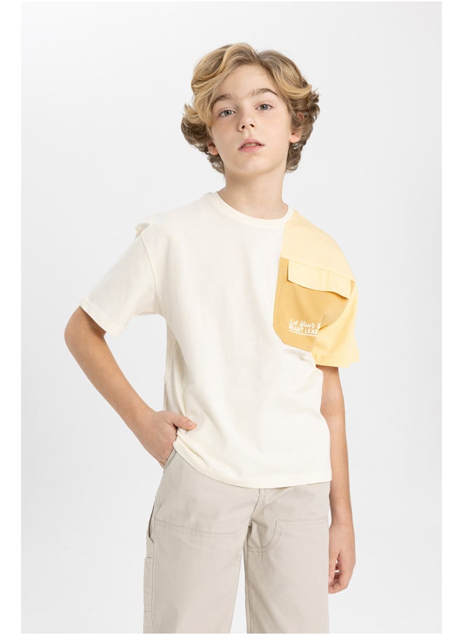 DeFacto - Boy Oversize Fit Crew Neck Knitted Short Sleeve T-Shirt - Image 1