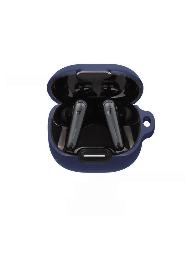 Suitable for sound wide Anker Soundcore liberty 4 NC earphone protective case silicone soft rubber protective case Dark Blue 