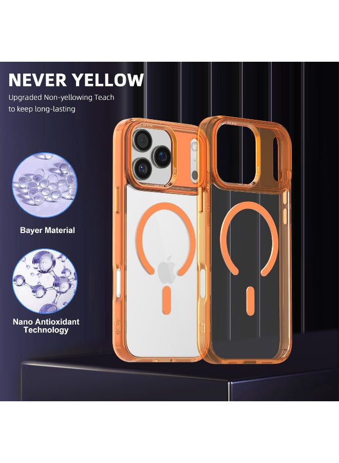 X-level Magnetic Case for iPhone 17 Pro Max 6.9-Inch Compatible with MagSafe, Shockproof Phone Bumper Cover, Anti-Scratch Clear Orange Back (Clear Orange) - Image 2