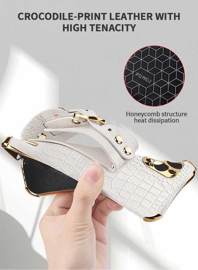 GROIC Designed for HUAWEI P50/P50E 6.5 Inch Crocodile Pattern Wristband Phone Case,Premium Leather Case for P50/P50E Shockproof with Hand Strap  - Image 2
