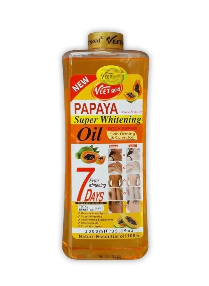 بابايا زيت البابايا الفائق للتبييض 1000 مل زيت البابايا العطري للعناية بالبشرة مرطب للوجه والجسم مغذي، زيت تدليك للجسم والوجه - Image 1