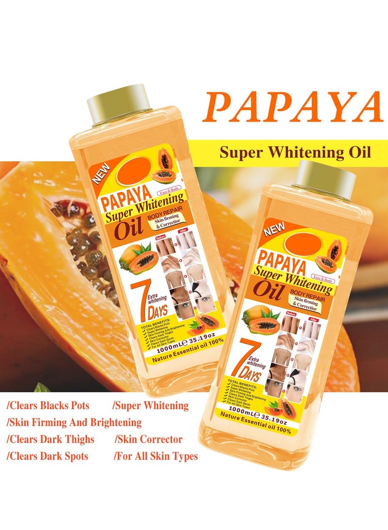 بابايا زيت البابايا الفائق للتبييض 1000 مل زيت البابايا العطري للعناية بالبشرة مرطب للوجه والجسم مغذي، زيت تدليك للجسم والوجه - Image 3