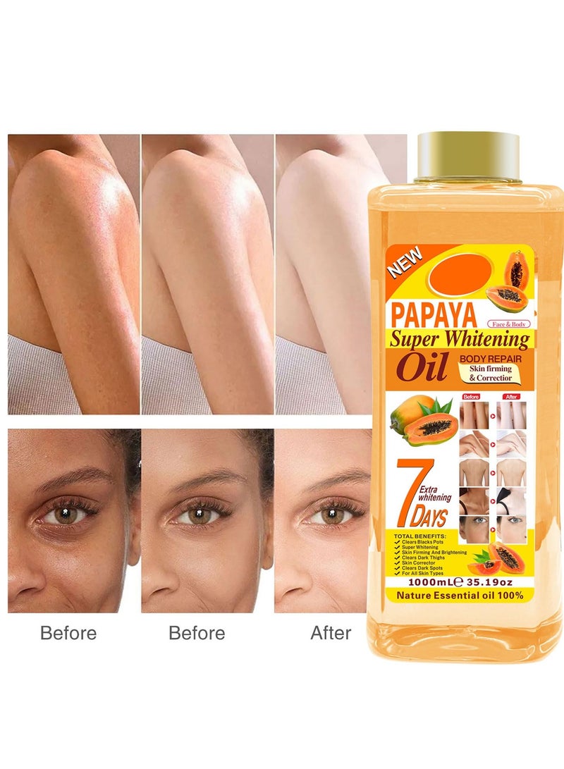 بابايا زيت البابايا الفائق للتبييض 1000 مل زيت البابايا العطري للعناية بالبشرة مرطب للوجه والجسم مغذي، زيت تدليك للجسم والوجه - Image 2